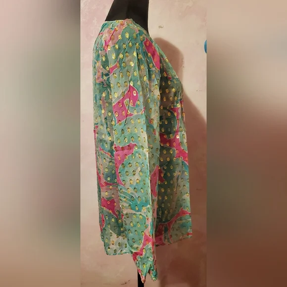 Lilly Pulitzer Pink and Gold Patterned Top - Picture 2 of 4